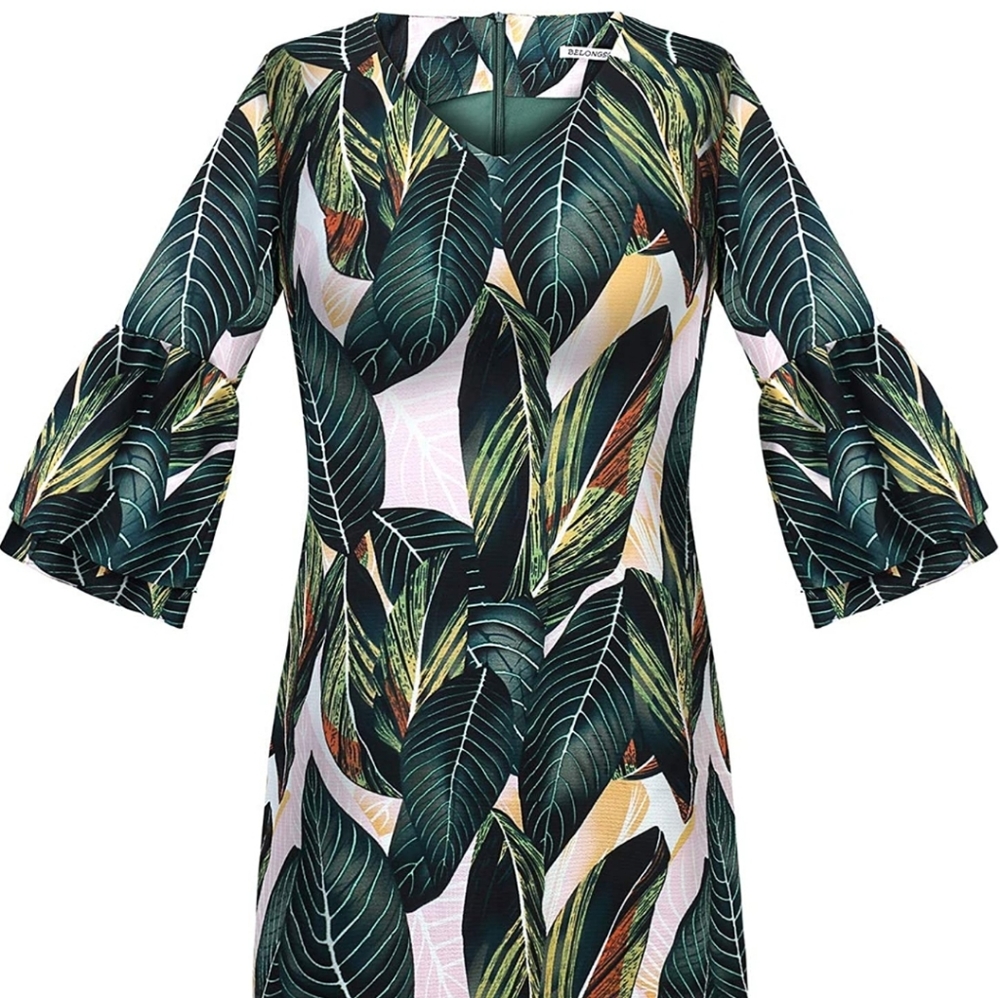 Bell Sleeve V-neck Shift Dress, Size M, BNWT